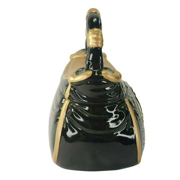 Davids Cookies Ceramic Purse Cookie Snack Jar Leopard Pattern Silver Gold Emboss - Picture 4 of 9